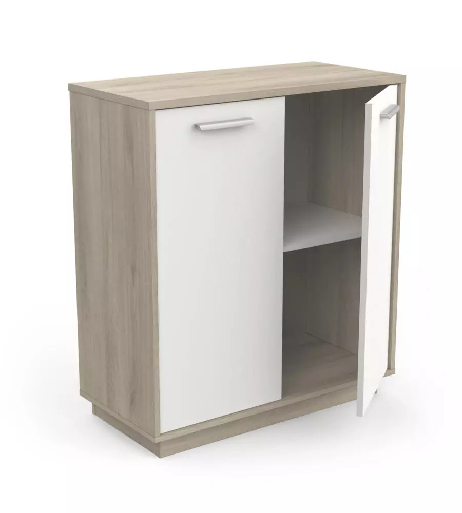 MOBILE BIANCO E QUERCIA CON 2 ANTE, 78X36X84 CM